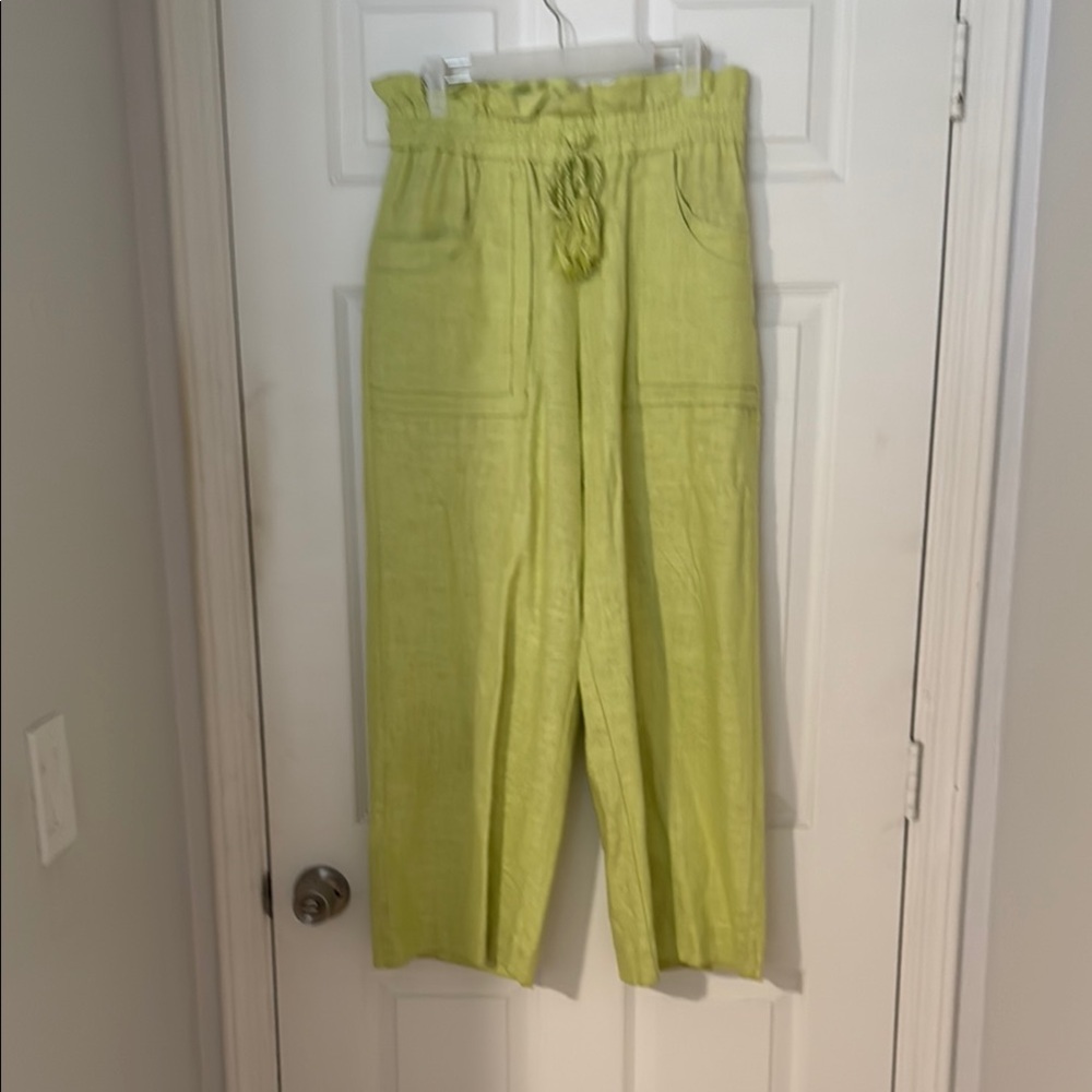 Lime Green Linen Women's Pants